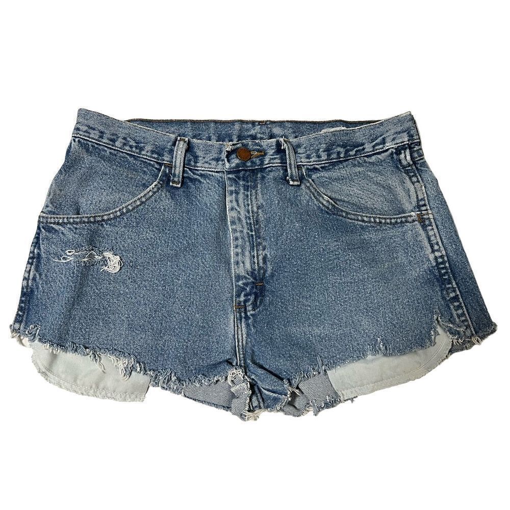 Rustler High Thigh Cut Shorts Custom Designer Distressed Vintage Size Medium 33x